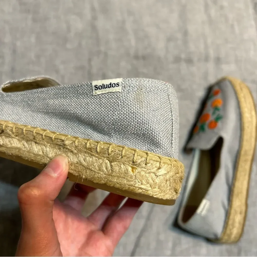 Soludos The Smoking Mule Espadrille Oranges Fruit Dolphin Blue Size 7